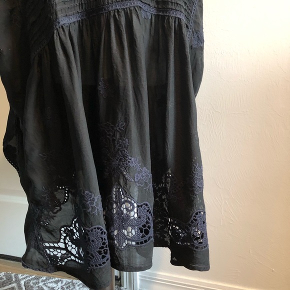 Johnny Was Black Lace Boho Top - Picture 3 of 8